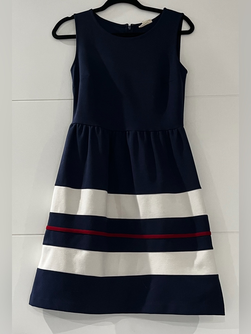 Maison Jules Dress, Women’s Navy, White & Red Stripe Fit-and-Flare XS Dress